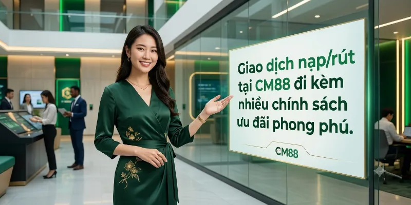 Giao dịch nạp/rút tại CM88 đi kèm nhiều chính sách ưu đãi phong phú.
